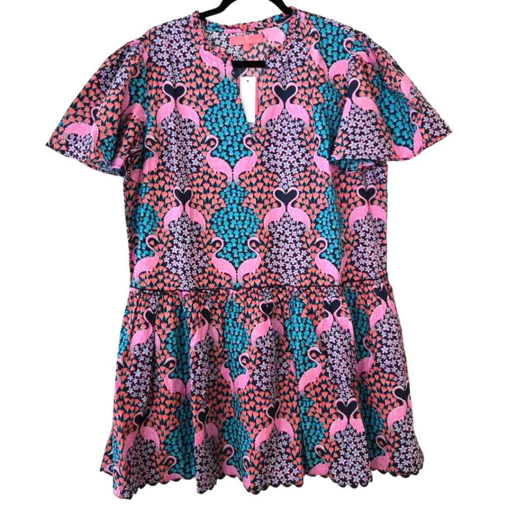 NWT Simply Southern Dropwaist Tropical Flamingo Patterned Dress